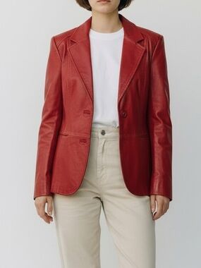 DANIER Vintage Red Italian Leather Blazer Size M